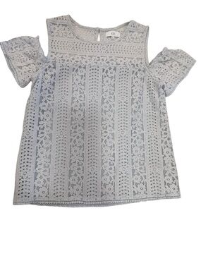 NSR pale blue Lace Cold-Shoulder Top, small